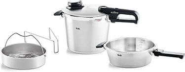 Fissler Vitavit Premium/Pressure Cooker Set, 4-piece (6l - Ø 22 cm & Pressure Frying Pan 2.5l - Ø 22 cm) including metal lid, insert - Induction on Sale